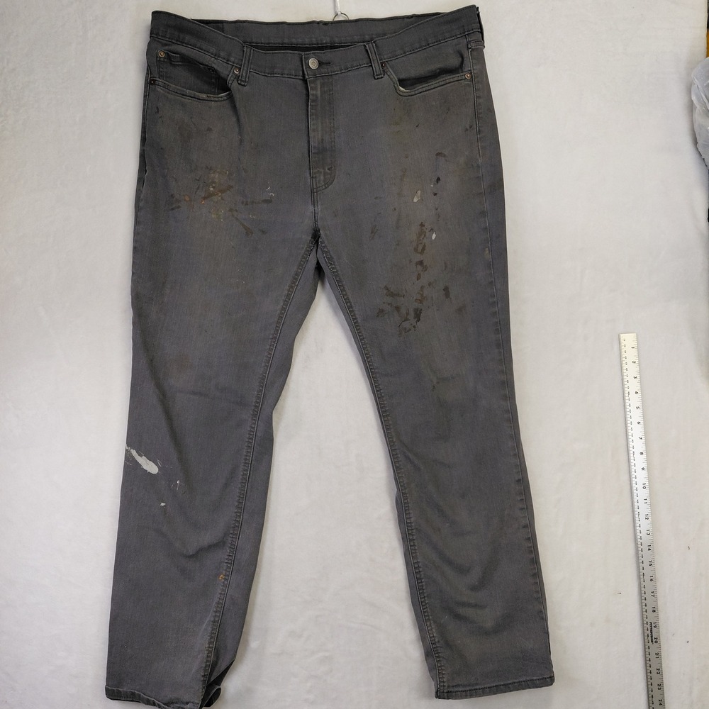 Levis 541 Mens Athletic Taper Grey Thrashed Paint Splatter Jeans 44x34 187570019